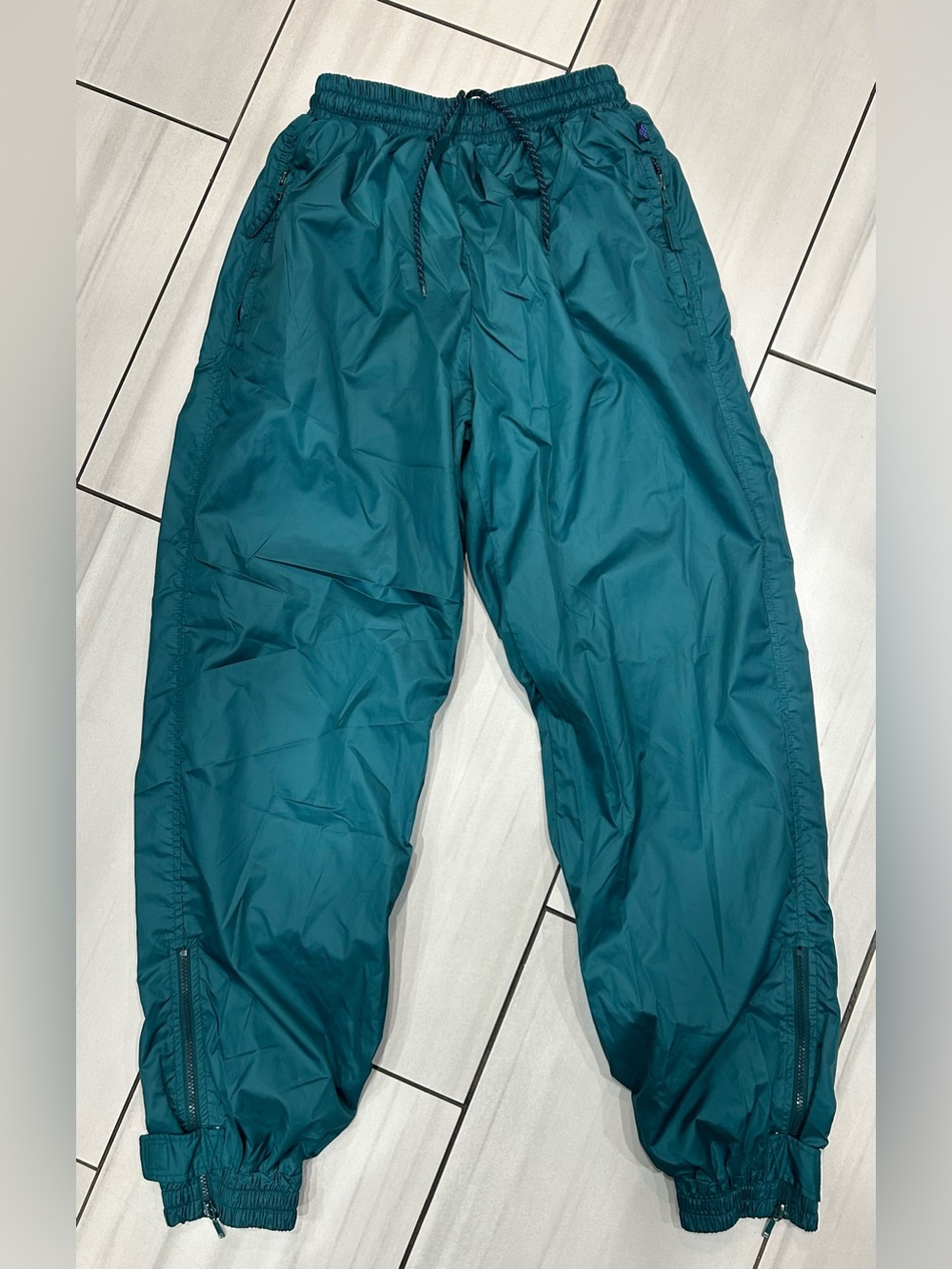Vtg Hummel Track Pants Mens XL Nylon Teal  Baggy Relaxed 90s Windbreaker Y2K